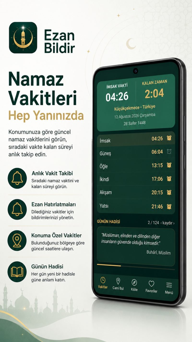 Namaz Vakitleri ekranı